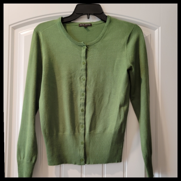 Sarah Johnson green cardigan sweater Jr's M - Picture 2 of 6